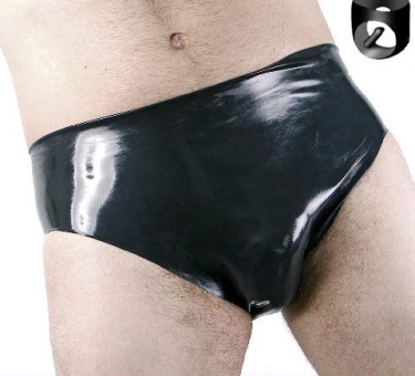 male rubber pants with rear dildo