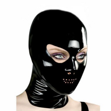 rubber hood eye openings and perforated mouth