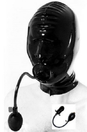 rubber hood with inflatable gag